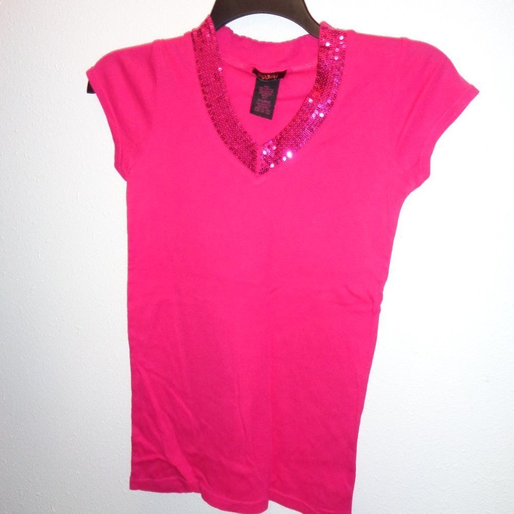 ANXIETY Sequins V-Neck Top Size XL Pink